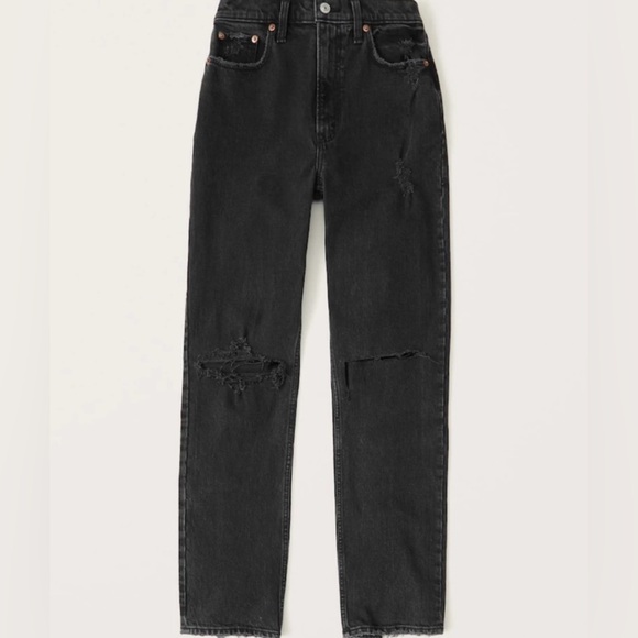 Abercrombie & Fitch Denim - Abercrombie & Fitch 90s Straight Ultra High Rise Jeans in “Black Destroy,” 32 S